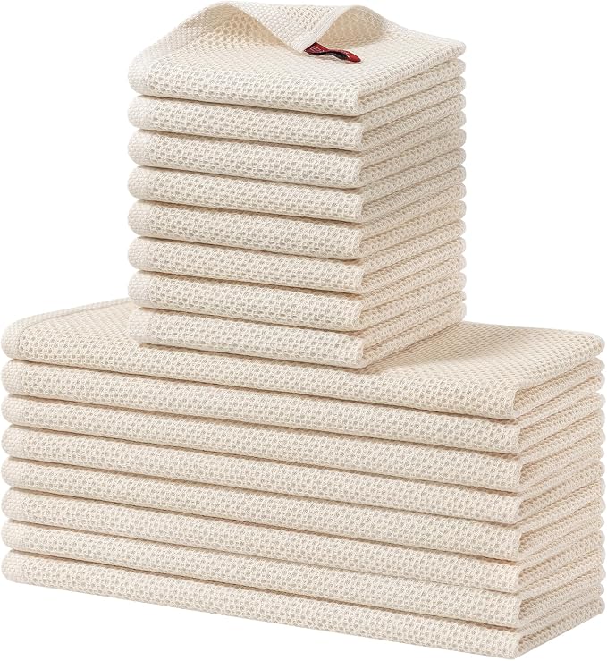 Homaxy 100% Cotton Kitchen Towels and Dishcloths Set, 12 x 12 Inches and 13 x by Homaxy