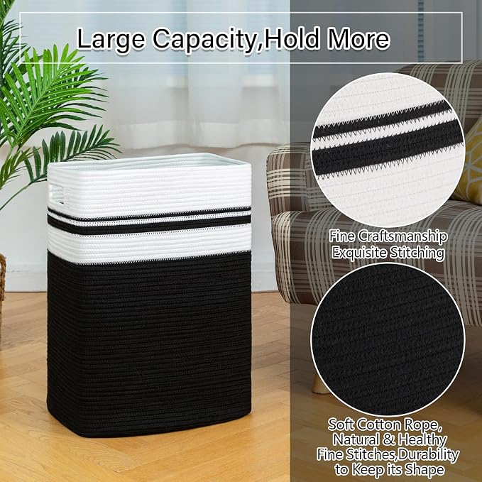 OIAHOMY 91L Laundry Hamper, XXXLarge Laundry Basket, Collapsible Cotton Rope - Image 5