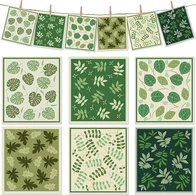 6 Packs Swedish Paper Cloths for Kitchen, Reusable Paper Towels Washable Dish by Revahope