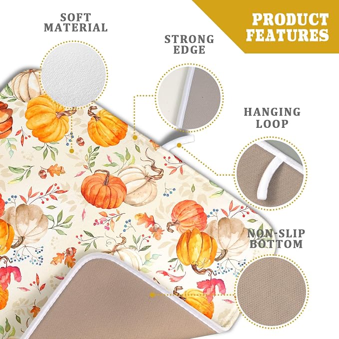 Autumn Fall Dish Drying Mat for Kitchen Counter Watercolor Pumpkin Maple Leaves - Image 4