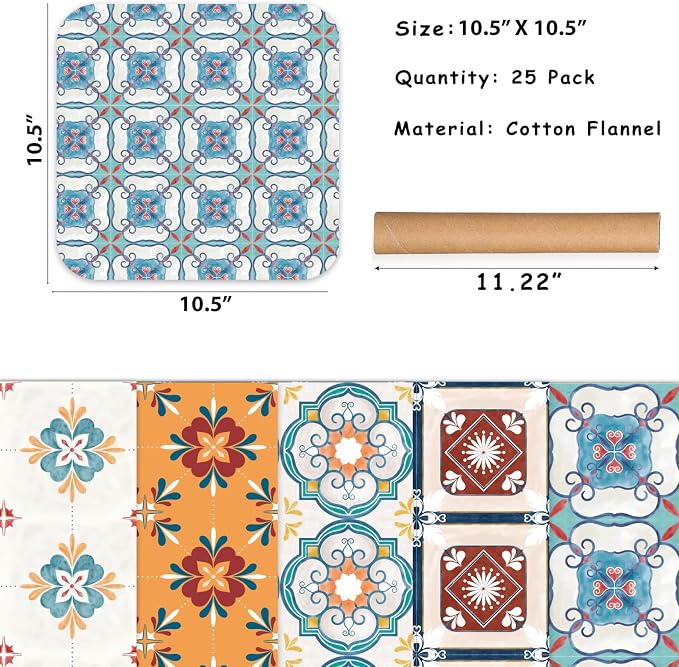 25 Pack Reusable Paper Towels, Paperless Towels Roll Washable Cotton Cloth - Image 2