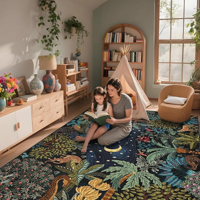 GarveeHome 6x9 Area Rug Jungle Green Washable Rugs - Image 2