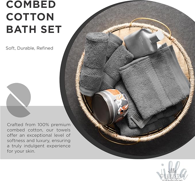 100% Combed Cotton Bathroom Towel Set of 10- 2 Bath Towels, 4 Hand Towels - Image 2