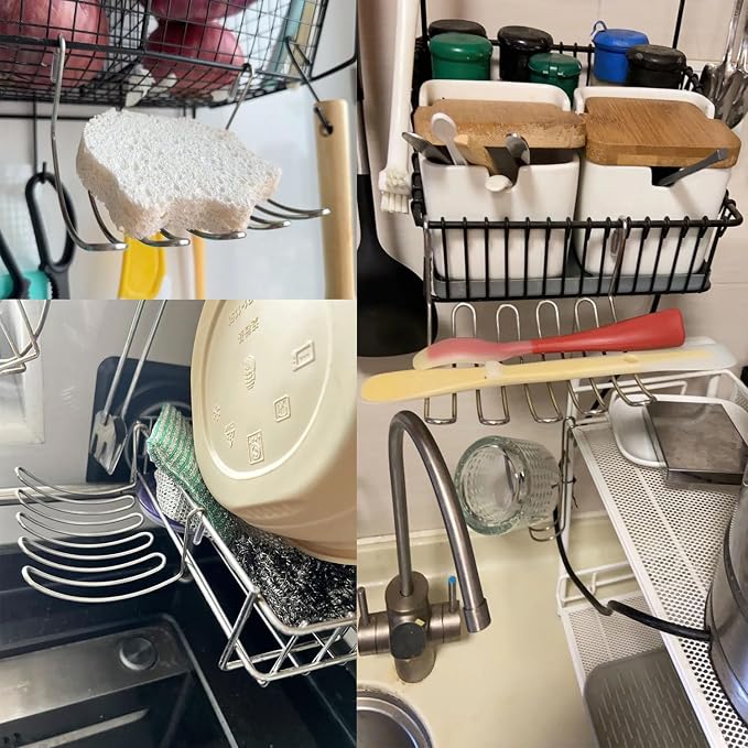 Kitchen Sponge Holder Kitchen Sink Caddy Organizer Attach to Standard Dish - Image 6
