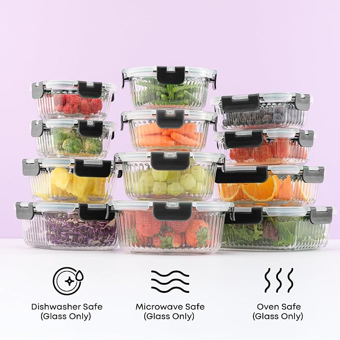 JoyJolt 24pc Borosilicate Glass Storage Containers - Image 5