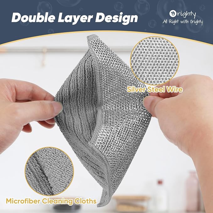 Orighty Multipurpose Wire Dishwashing Rag, Reusable Steel Scrubber Dishcloth - Image 4