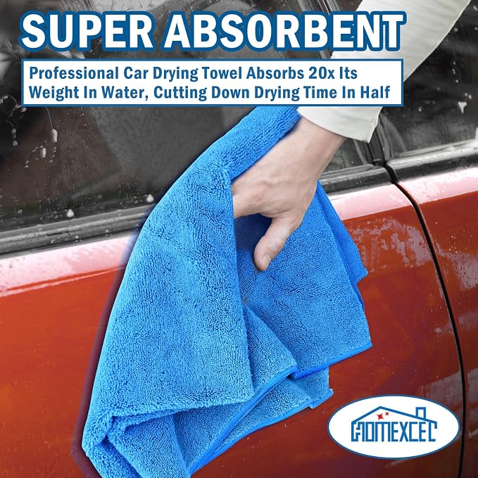 HOMEXCEL Professional Large Microfiber Car Drying Towels 2 Pack, Lint Free - Image 4