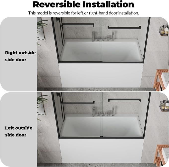 Double Sliding Shower Door, Matte Black Finish - Image 3