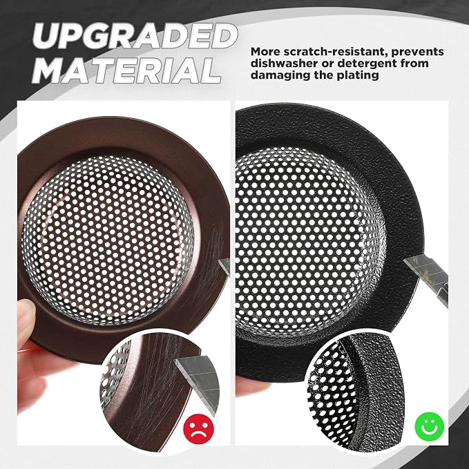 Mudder 3 Pcs Kitchen Sink Drain Strainer and Stopper Stainless Steel Garbage - Image 2