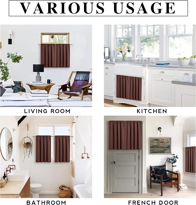 RYB HOME Blackout Curtains for Kitchen, Small Window Curtains Blinds, Thermal - Image 5