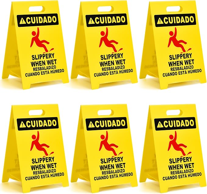 MATTHEW CLEANING 19'' Industrial Wet Floor Sign 6 Pack 2-Sided Durable by MATTHEWCLEANINGPRODUCTS