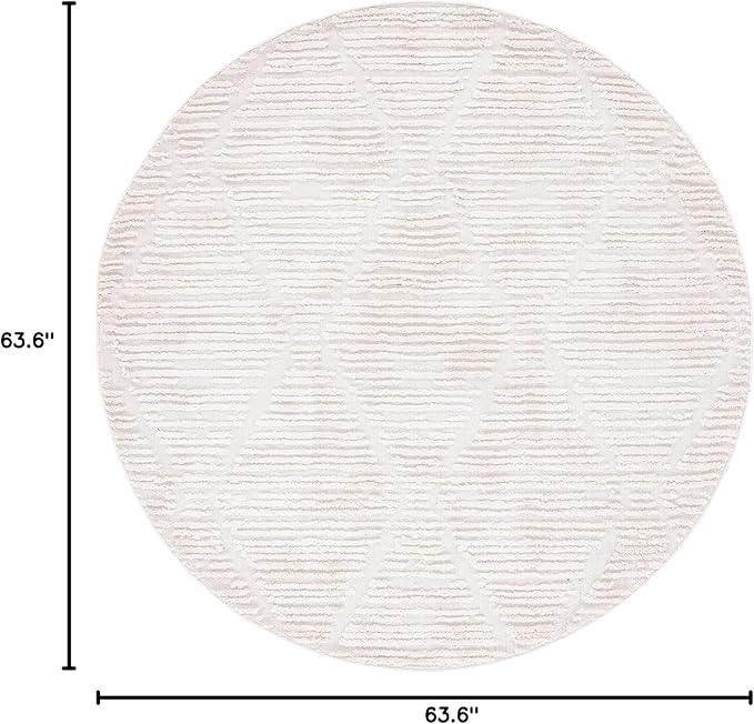 SAFAVIEH Marrakech Collection Area Rug - 5'3" Round, Beige, Moroccan Boho Tribal Tassel Design, Non-Shedding & Easy Care, Ideal for High Traffic Areas in Living Room, Bedroom (MRK517C)