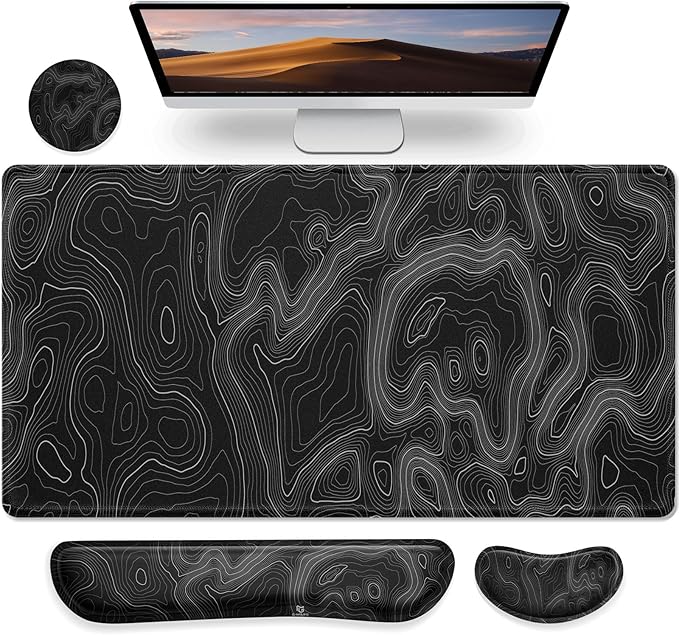 Gimars 4 in 1 Mouse Pad and Keyboard Wrist Rest Set, Large Mouse Pad by Gimars