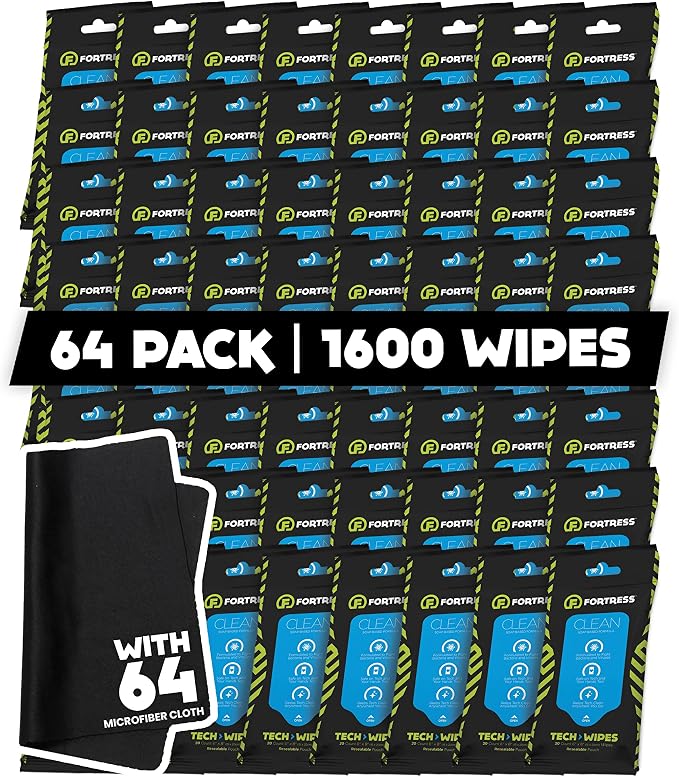 Fortress Electronic Wipes With Microfiber Cloth To-Go Tech Wipes by Fortress