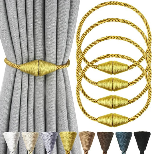 4 Pack Magnetic Curtain Tiebacks Rope Modern Handmade Curtain Tie Backs by CurtianTiebacks