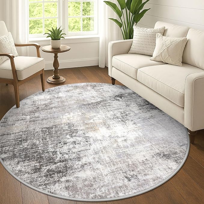 IOHOUZE Abstract Round Area Rug 6 Ft Washable Circle Rugs Large Round Rug Non by iOhouze
