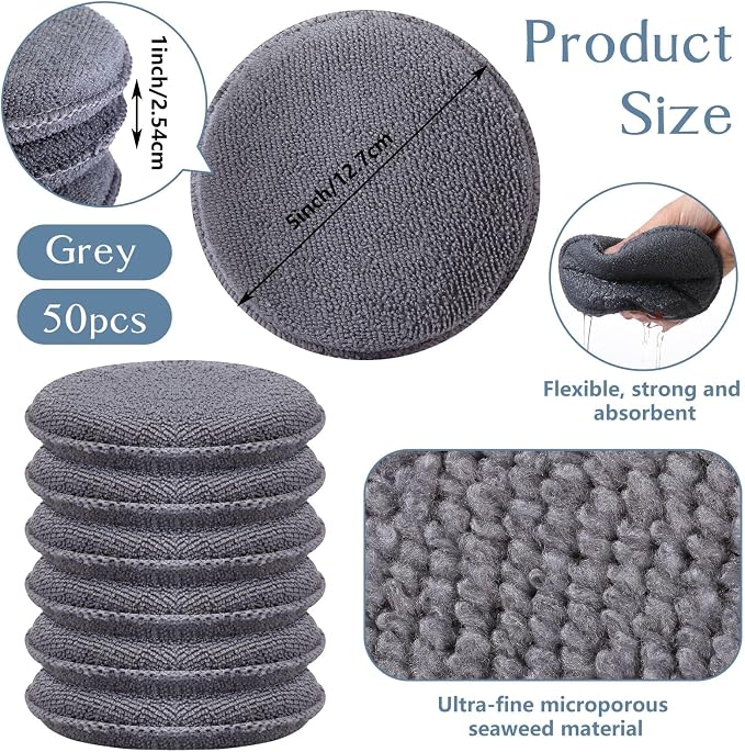 Tanlade 50 Pcs Car Detailing Microfiber Applicator Pad Wax Applicator Wash - Image 2