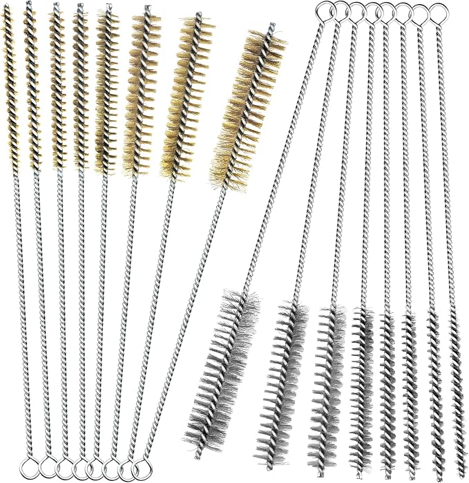 16Pcs Stainless Steel & Brass Wire Tube Brushes Bottle Brush Set, Narrow Spaces by Pokshow