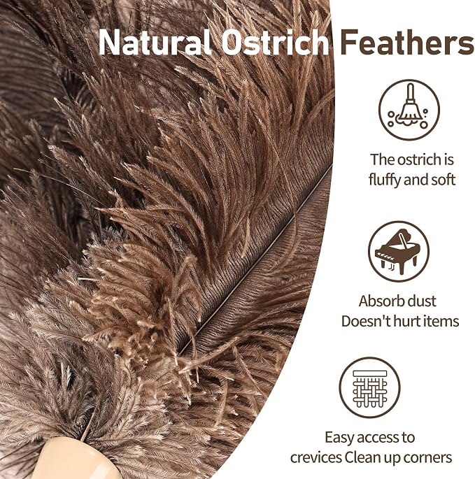 Ostrich Feather Duster 27-94Inch Retractable Fluffy Natural Detachable Ostrich - Image 3