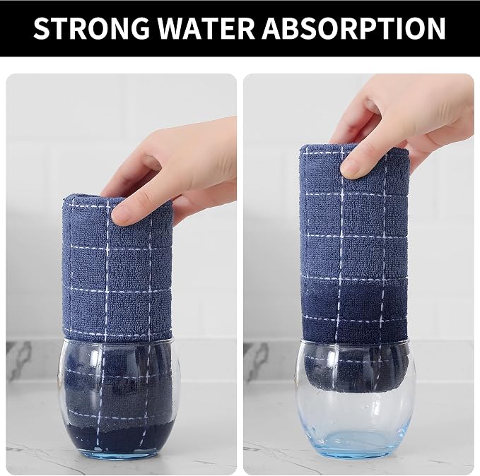 Homaxy 100% Cotton Terry Kitchen Towels, Checkered Designed, Soft and Super - Image 3