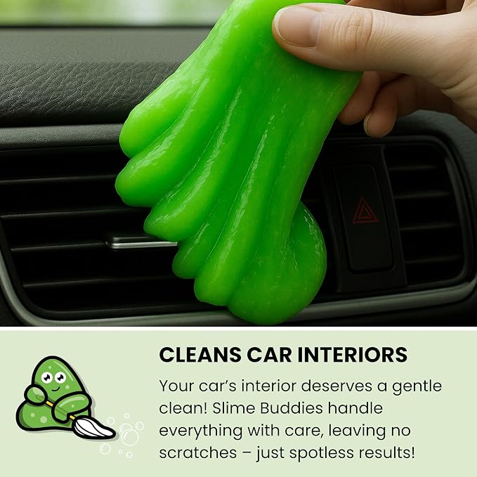 Slime Buddies Cleaning Slime | 1 Lemon, 1 Apple, 1 Strawberry Scented Car - Image 3