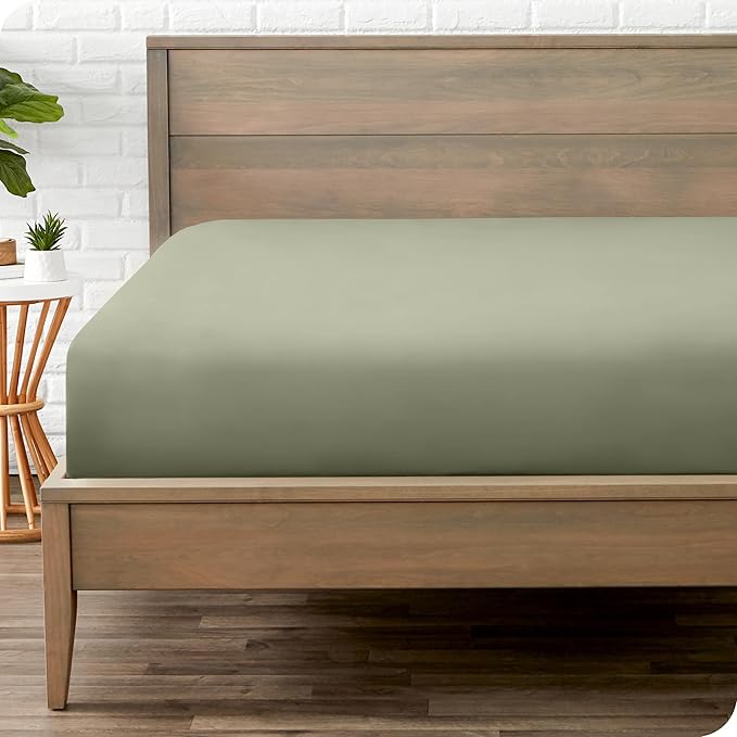 Bare Home Fitted Bottom Sheet King Size - Premium 1800 Microfiber - Ultra-Soft Hotel Luxury - Deep Pocket - Durable and Long Lasting (King, Sage)