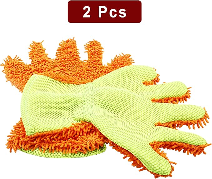 BokWin 2-Pack Car Wash Mitt Scratch Free, 5-Finger Microfiber Wash Mitts - Image 2