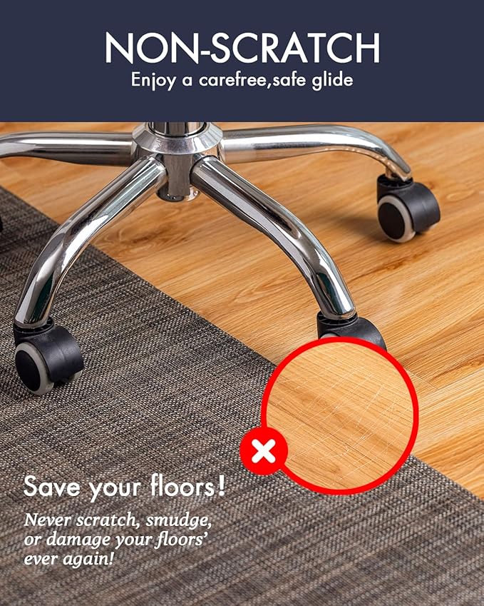 Office Chair Mat for Hardwood Floor Under Desk Computer Rolling Chair Mat for Wood/Tile Floor Non-Slip Heavy Duty Desk Rug PVC Plastic Hard Floor Protector 36" x 48" (Dark Walnut)