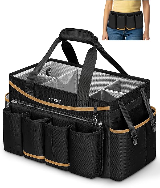 Ytonet Cleaning Caddy Bag with Detachable Apron, Extra Large Cleaning Supplies by YTONET