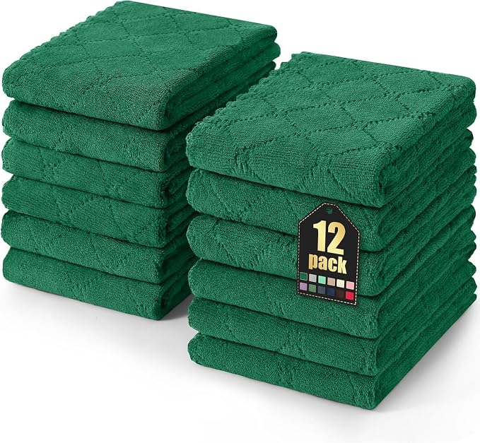 Homaxy 12 Pack Dish Towels for Kitchen, Super Soft and Absorbent Coral Velvet by Homaxy