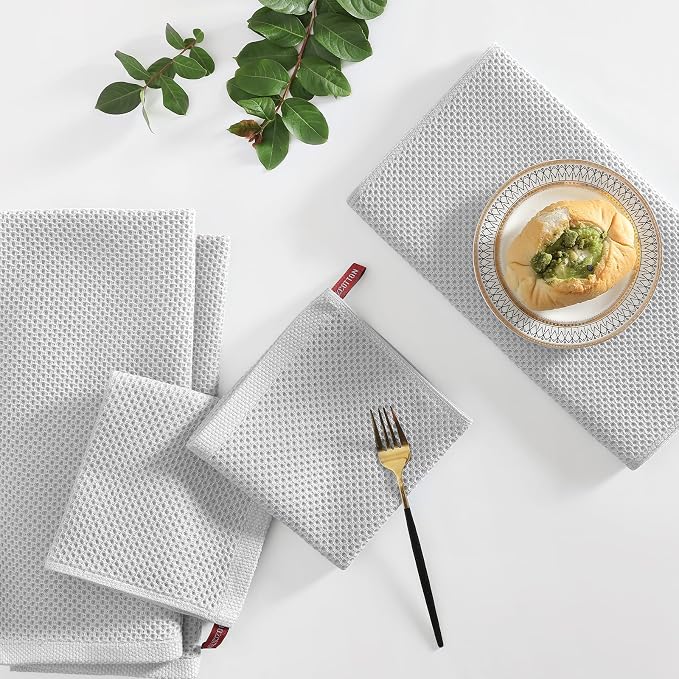 Homaxy 100% Cotton Kitchen Towels and Dishcloths Set, 12 x 12 Inches and 13 x - Image 6