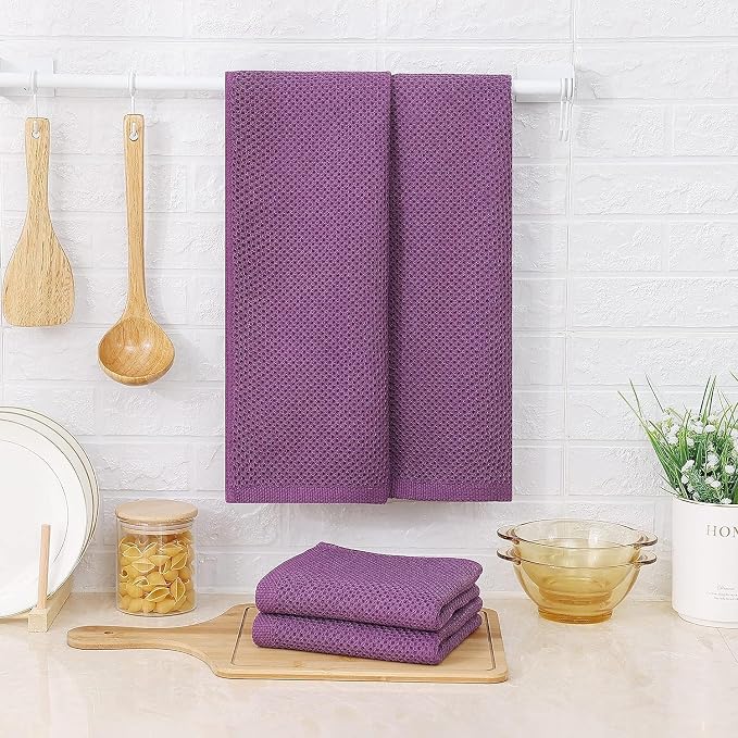 Kitinjoy 100% Cotton Waffle Weave Kitchen Hand Towels - Image 5