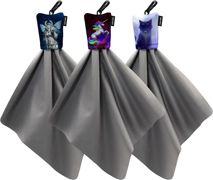 SPUDZ Classic Variety Pack | Three 10" x 10" Microfiber Towels w/Neoprene by ALPINEINNOVATIONS