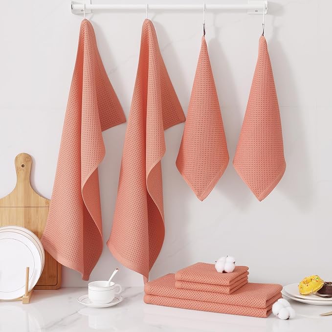 Homaxy 100% Cotton Kitchen Towels and Dishcloths Set, 12 x 12 Inches and 13 x - Image 7