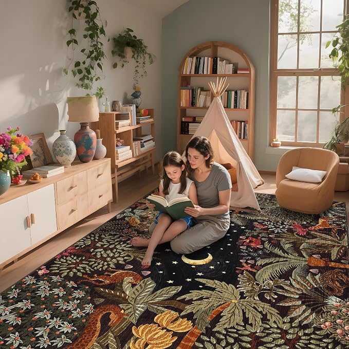 GarveeHome 6x9 Area Rug Jungle Brown Washable Rugs - Image 2