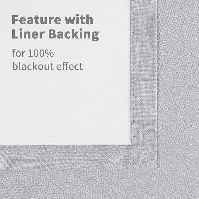 YoungsTex Light Grey Linen Blackout Curtains 84 Inches Length 2 Panels - Image 7