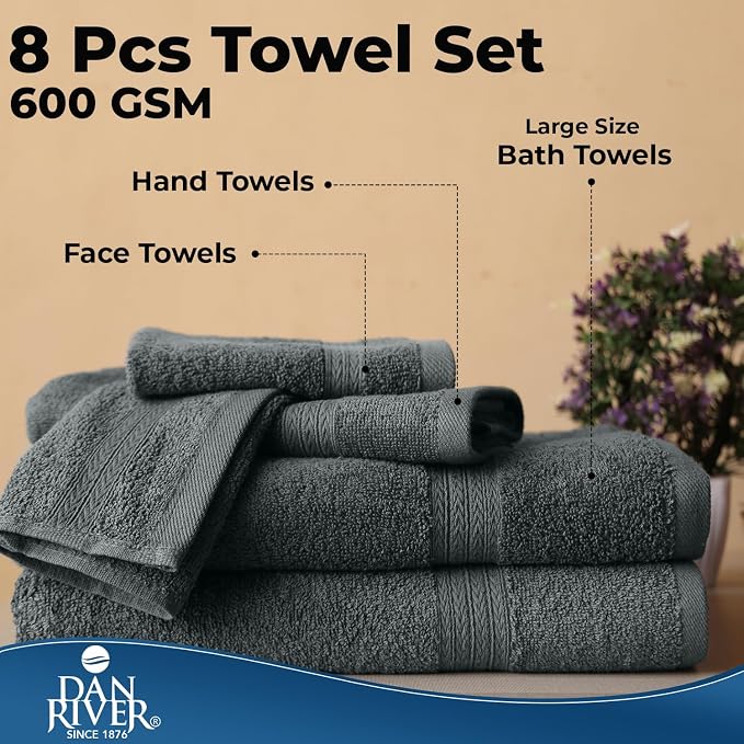 DAN RIVER 8 PC Luxury Bath Towels - Image 7