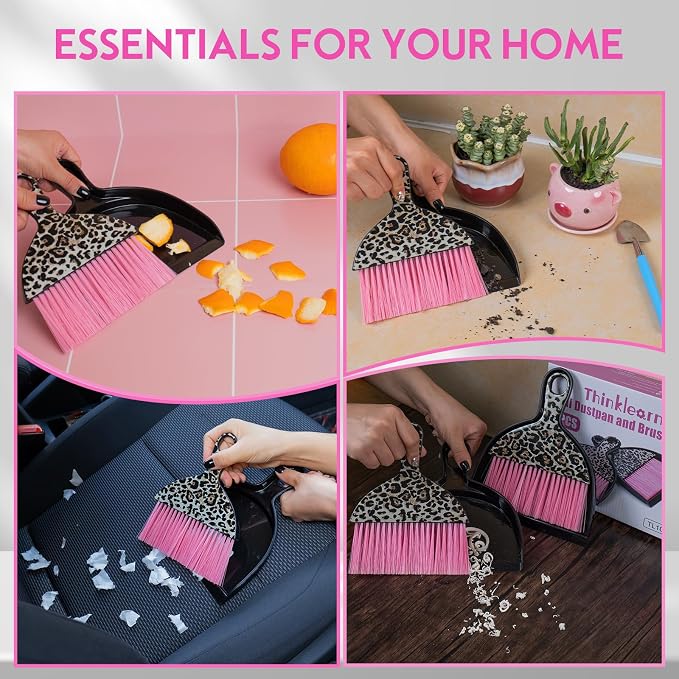 THINKLEARN 2PCS Mini Dustpan and Brush Set, Small Broom and Dustpan Set - Image 6
