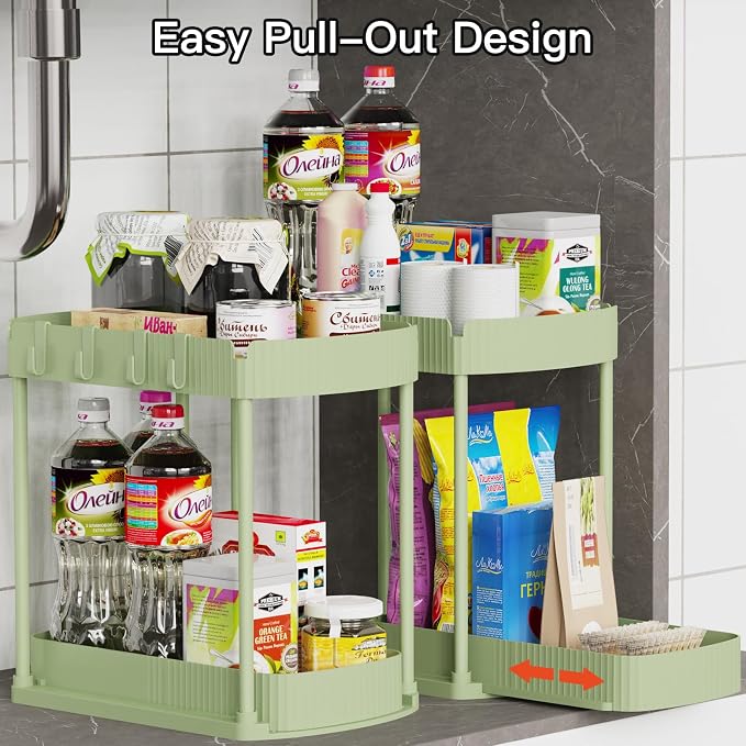 2 Pack Multi-Purpose Pull-Out Storage Organizers, Under Sink Organizers and - Image 4