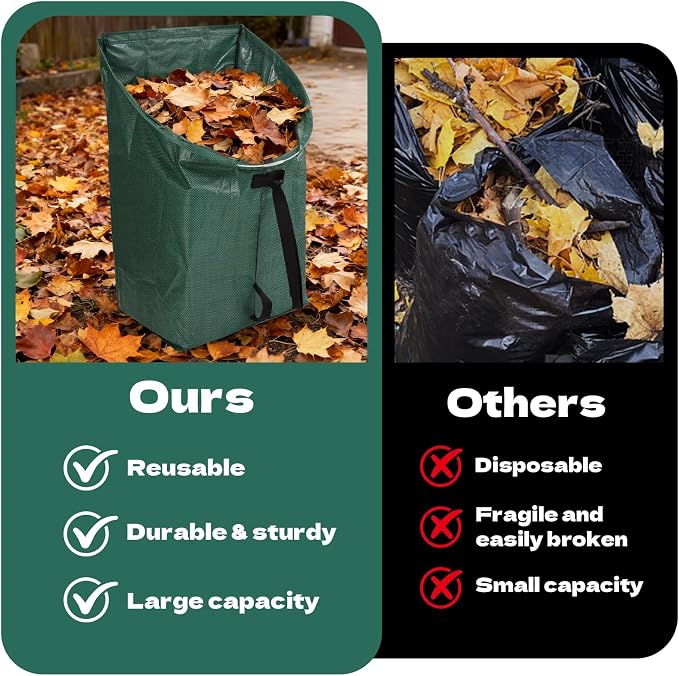 2-Pack Dustpan-Type Yard Waste Bags, 72-Gallon Reusable Lawn Bags - Image 6