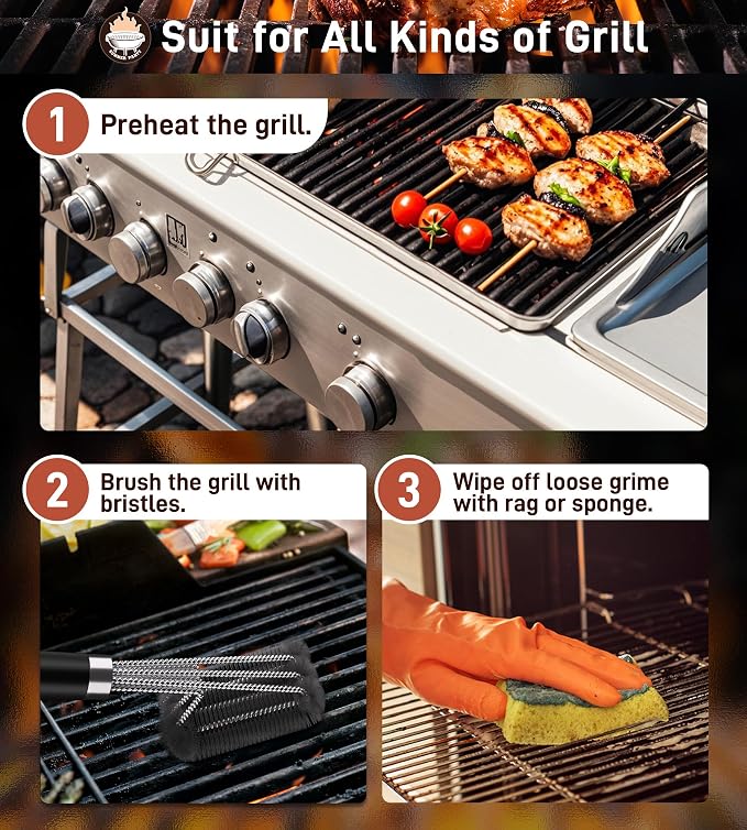 BBQ Grill Cleaning Brush, Heavy Duty Grill Cleaning Brush - Image 6