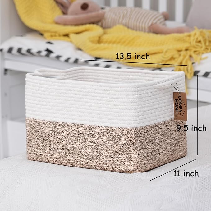 COMFY-HOMI 3-Pack Cotton Rope Woven Basket - Image 4