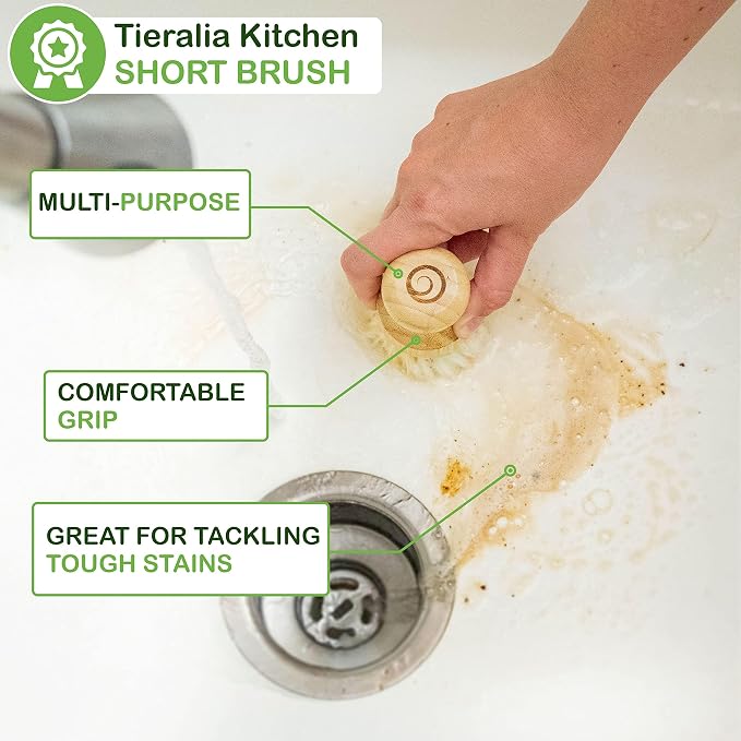Tieralia Bamboo Dish Brush Gift Set – 5-Piece Kitchen Cleaning Set - Image 3