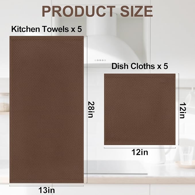 Homaxy 100% Cotton Kitchen Towels and Dishcloths Set, 12 x 12 Inches and 13 x - Image 4