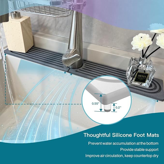 Stone Drying Mat for Kitchen Counter, Faucet Mat for Kitchen Sink, Diatomite - Image 9
