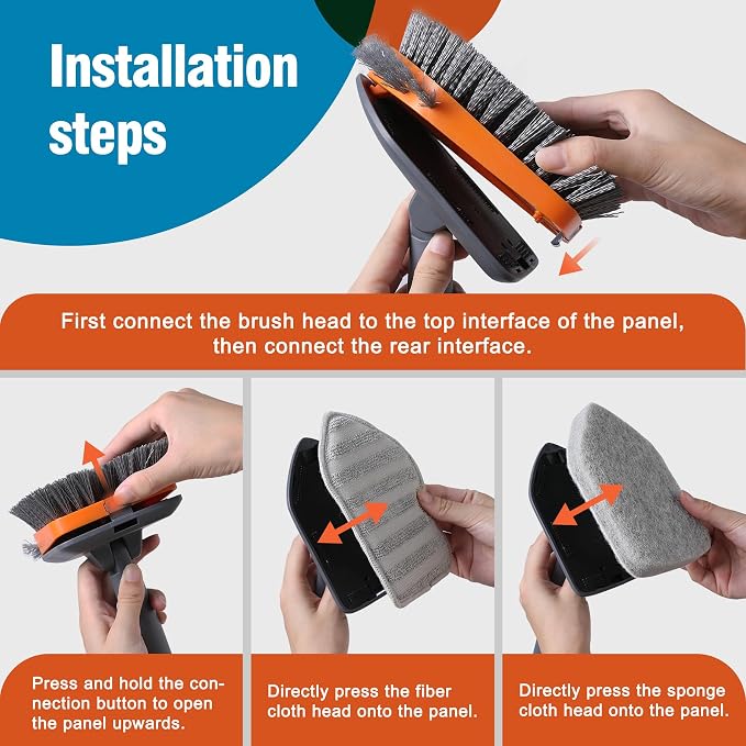 Tub Tile Scrubber Brush with 3 Different Function Cleaning Pads and 56" - Image 6