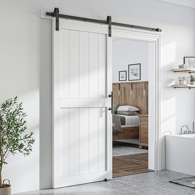 SmartStandard 36 x 80 inch White Sliding MDF Barn Door by SMARTSTANDARD