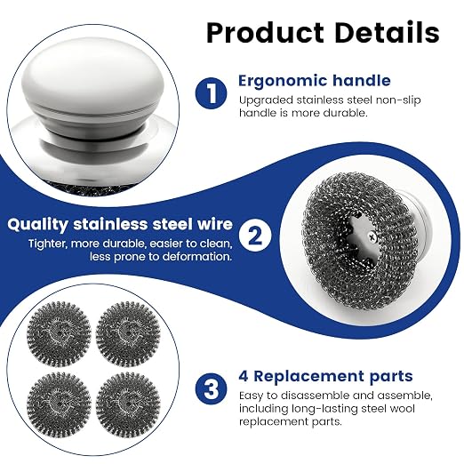 5Pcs Steel Wool Scrubber with Handle - Image 3