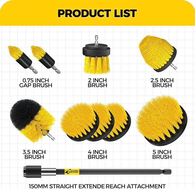 Holikme 10Pieces Drill Brush Attachments Set, Power Scrubber Brush - Image 2
