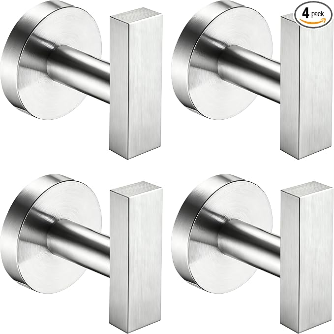 Towel Hooks for Bathrooms, Brushed Nickel Towel Hook for Kitchen Bathroom by Giveyourbathroomanewlook